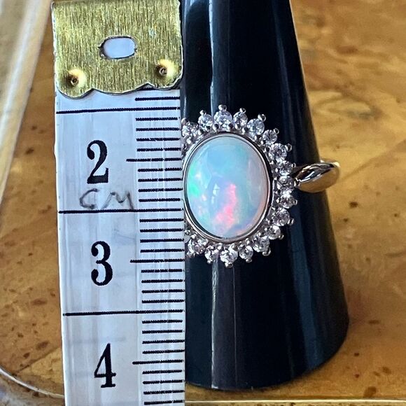 Natural Ethiopian Opal Sterling Silver Ring Size 9.75 - Picture 7 of 9